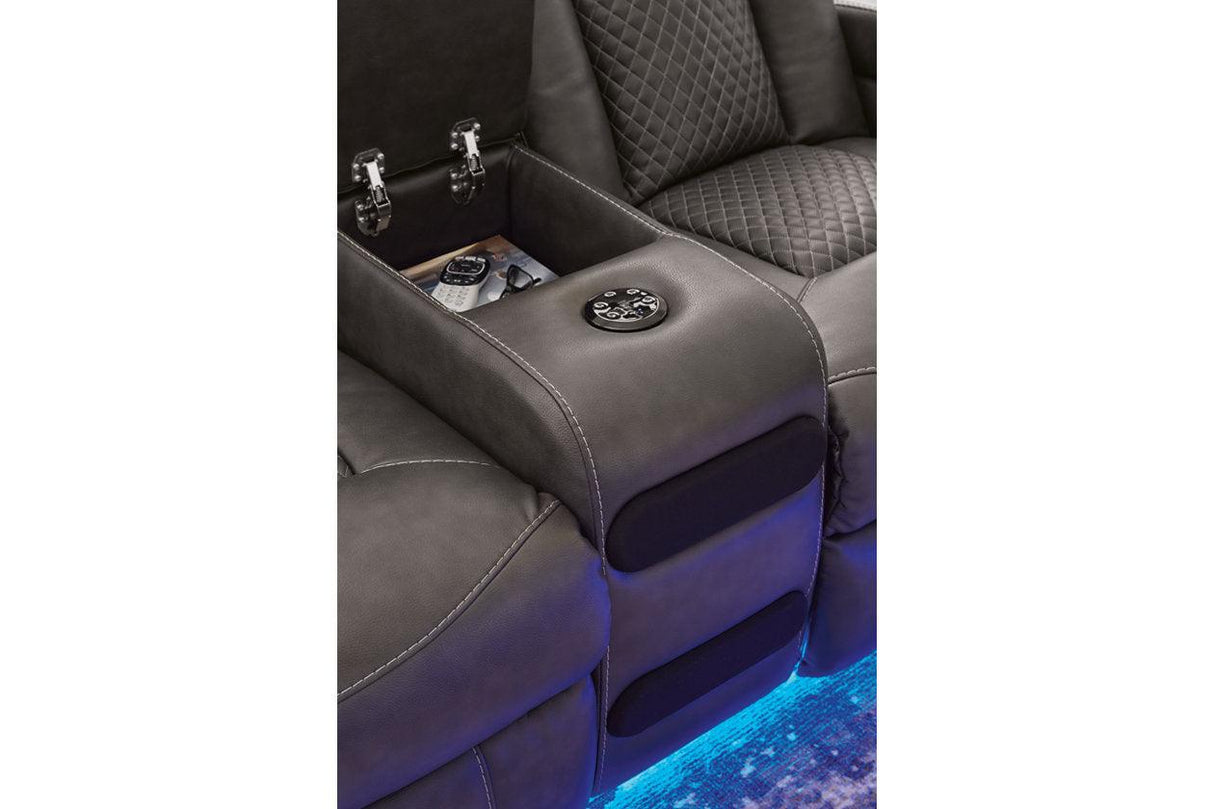 Fyne-Dyme Shadow Power Reclining Sofa and Loveseat by Ashley at Eve Furniture