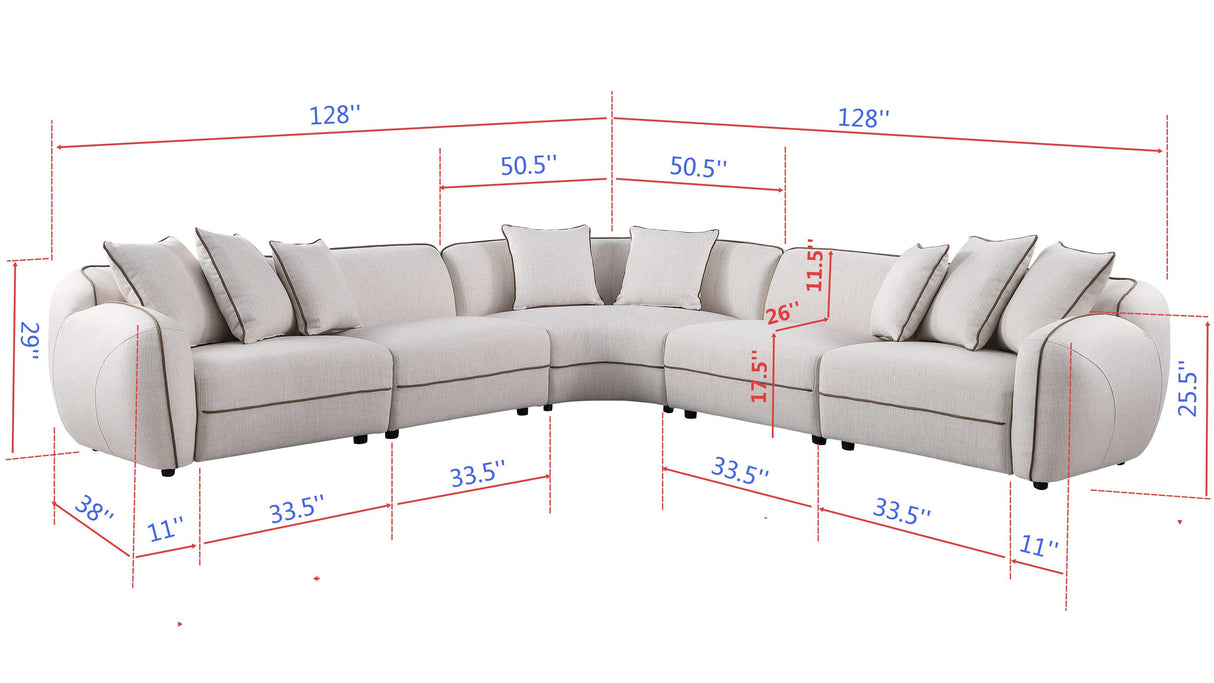 Gaby Beige 5-Piece Sectional by New Era Innovations at Eve Furniture