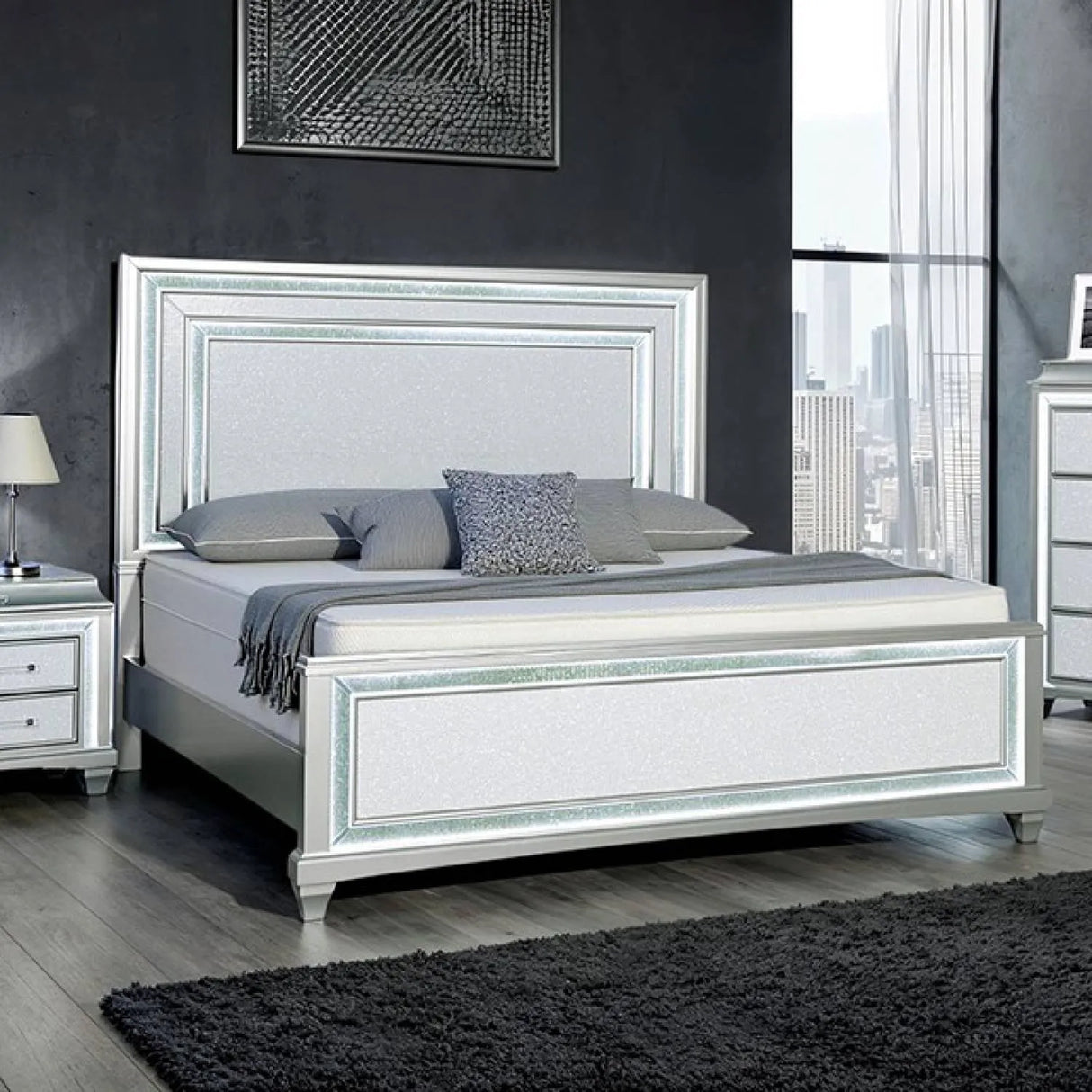 Galea Gray 4-Piece Queen Bedroom Set by Furniture of America at Eve Furniture