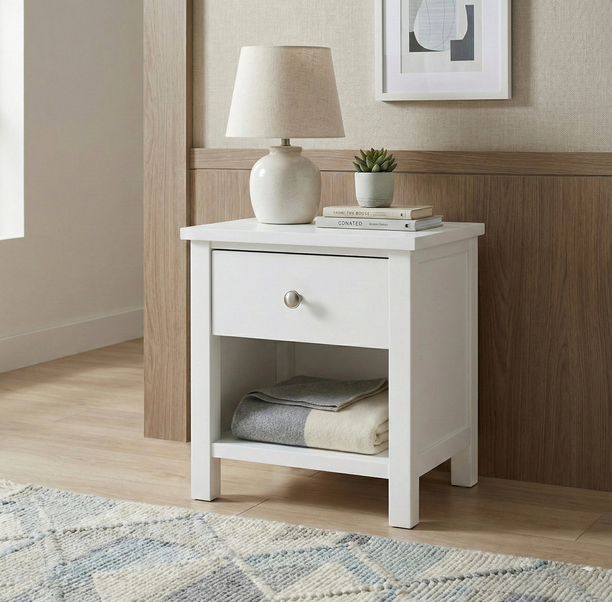 Galen White 1-Drawer Nightstand by Homelegance at Eve Furniture