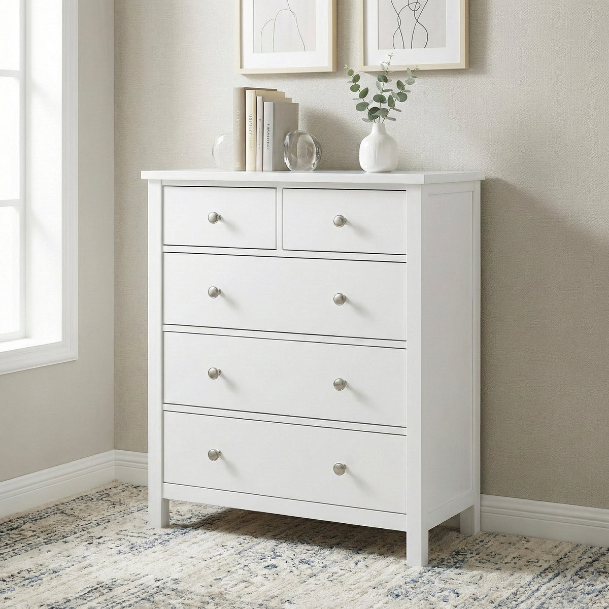 Galen White 5-Drawer Chest by Homelegance at Eve Furniture