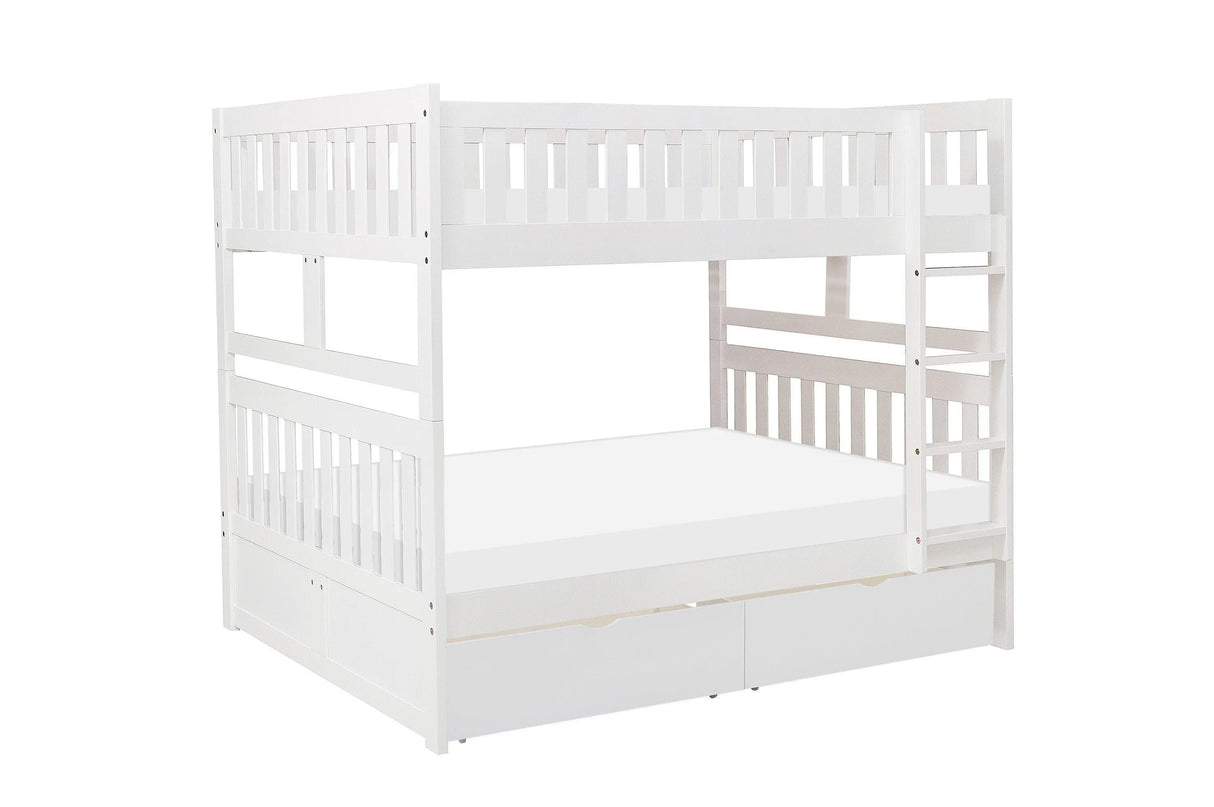 Galen White Full/Full Bunk Bed with Storage Boxes by Homelegance at Eve Furniture