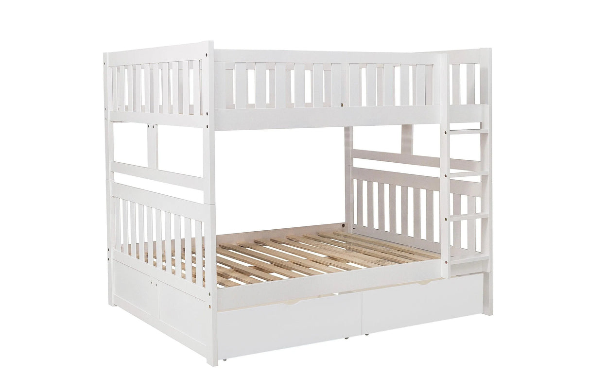 Galen White Full/Full Bunk Bed with Storage Boxes by Homelegance at Eve Furniture