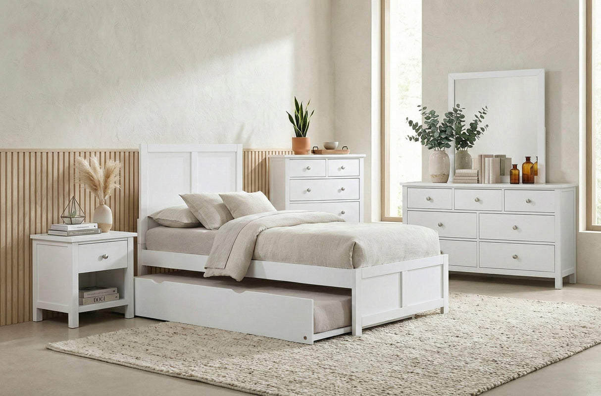 Galen White Twin Platform Bed by Homelegance at Eve Furniture