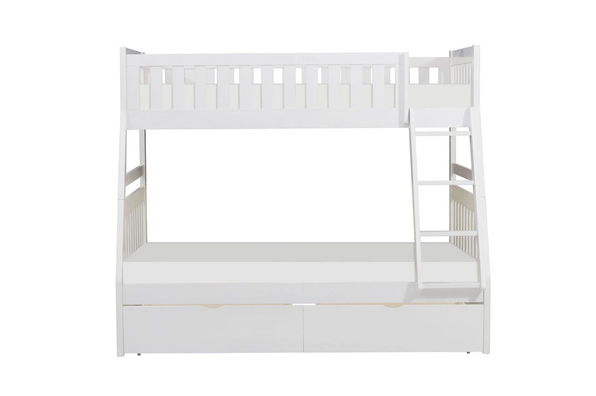 Galen White Twin/Full Bunk Bed with Storage Boxes by Homelegance at Eve Furniture