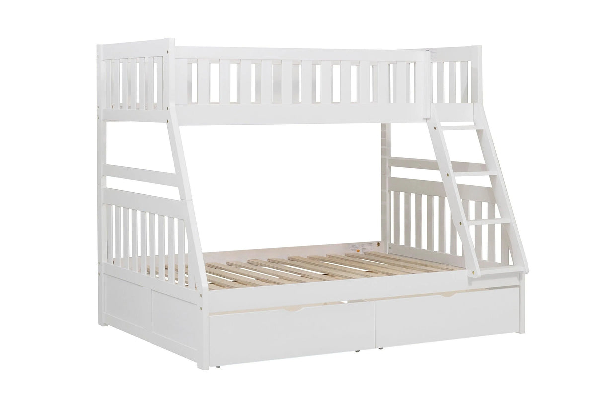 Galen White Twin/Full Bunk Bed with Storage Boxes by Homelegance at Eve Furniture
