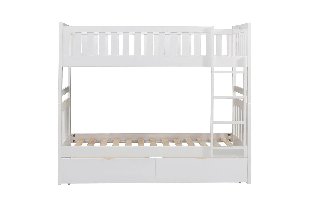 Galen White Twin/Twin Bunk Bed with Storage Boxes by Homelegance at Eve Furniture