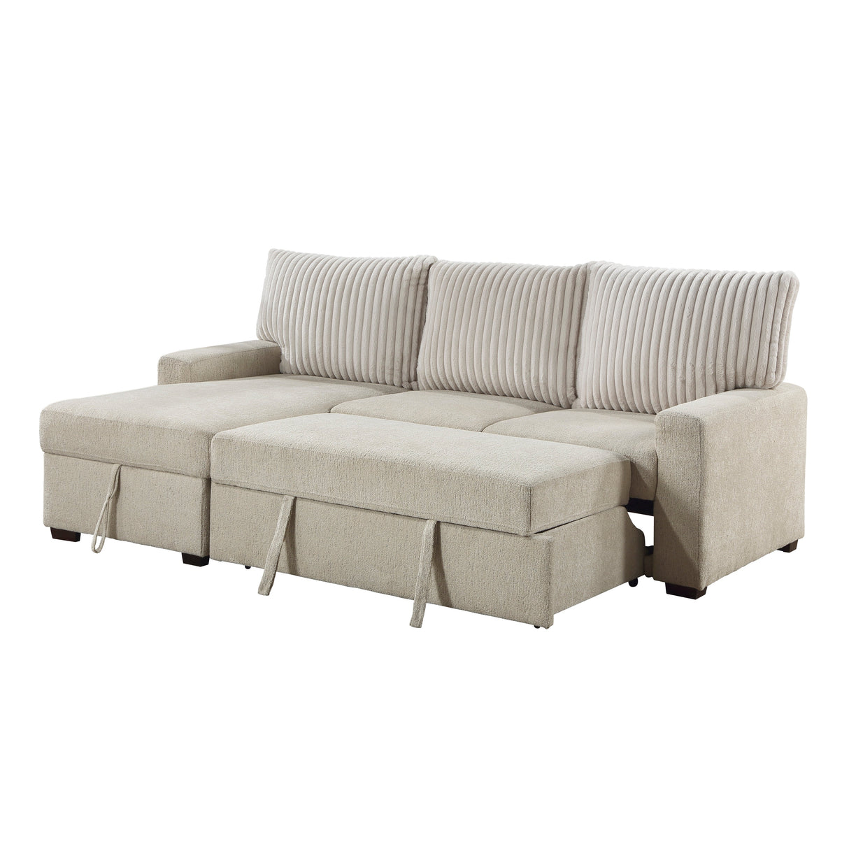 Gallatin Beige 2-Piece Sectional with Left Chaise, Pull-out Bed and Hidden Storage by Homelegance at Eve Furniture