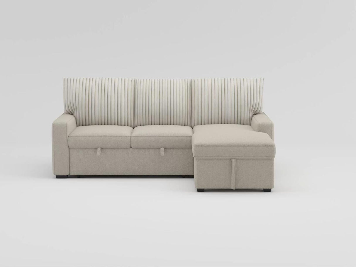Gallatin Beige 2-Piece Sectional with Right Chaise, Pull-out Bed and Hidden Storage by Homelegance at Eve Furniture