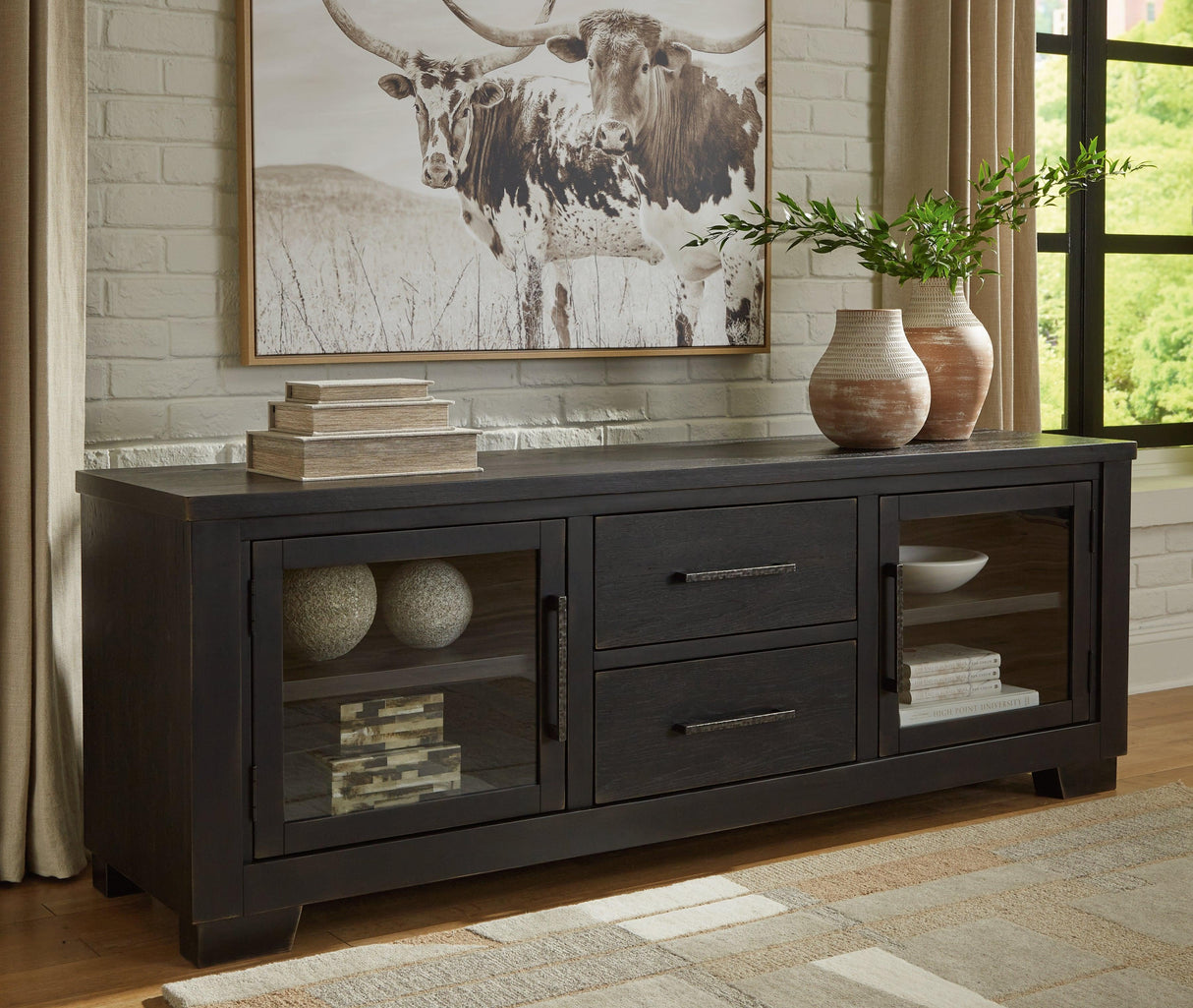 Galliden Black 80" TV Stand by Ashley at Eve Furniture