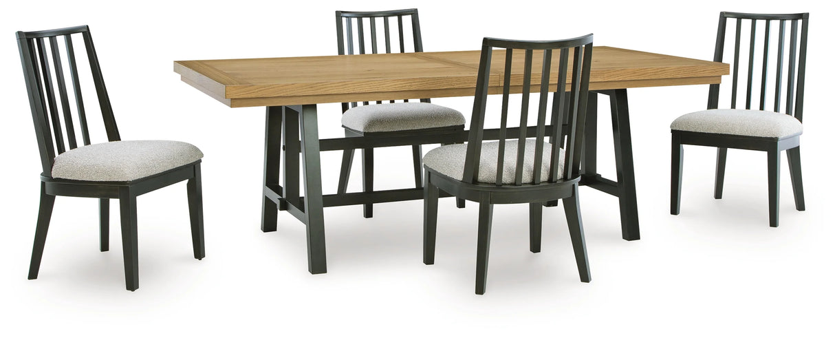 Galliden Black/Brown Extendable Dining Table and 4 Chairs by Ashley at Eve Furniture