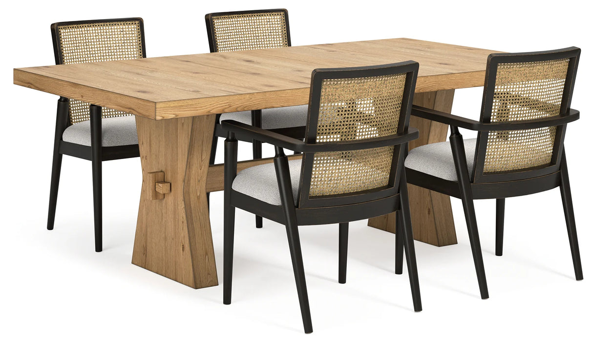 Galliden Light Brown Dining Table and 4 Chairs by Ashley at Eve Furniture