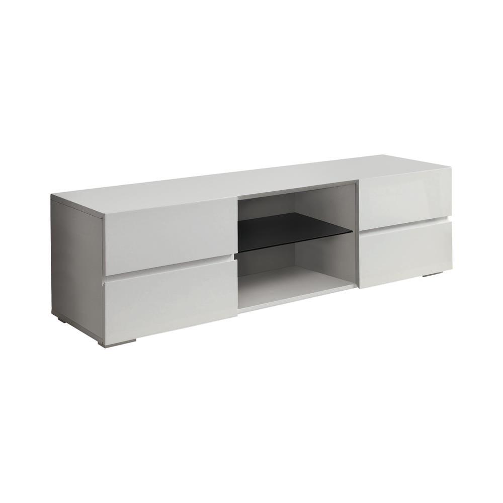 Galvin White 4-Drawer TV Console Glossy by Coaster at Eve Furniture