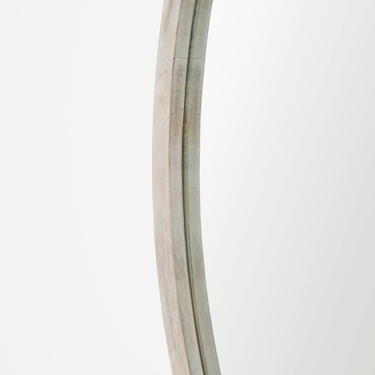 Gambit Round White Wash Wood Frame Wall Mirror by Mercana at Eve Furniture