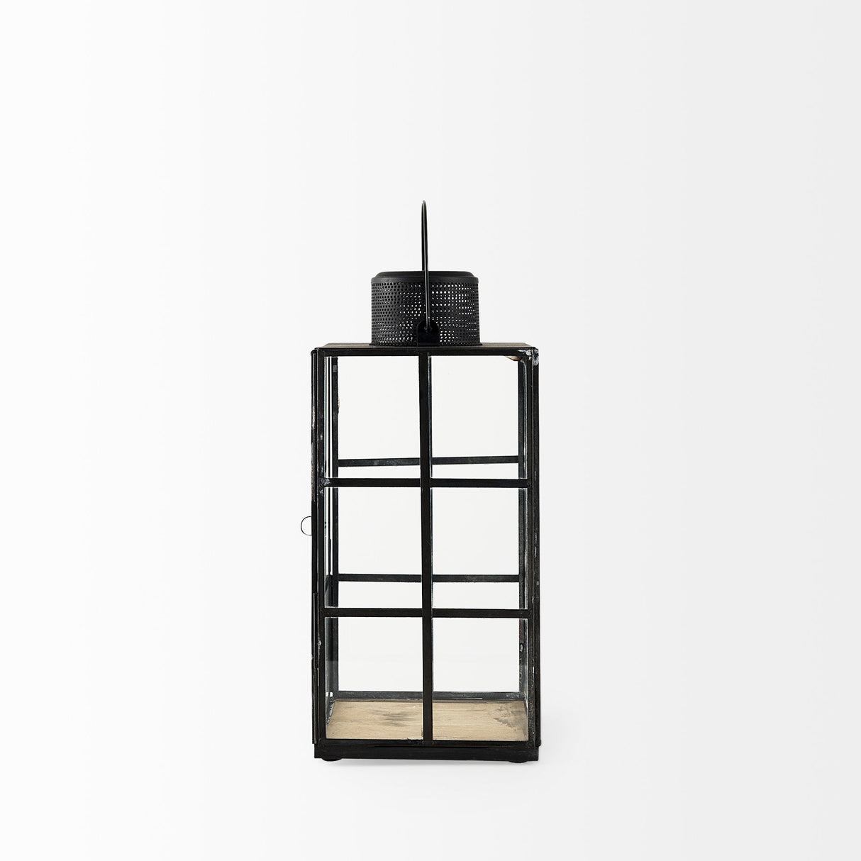 Gamfield Medium Black Metal and Glass Lantern by Mercana at Eve Furniture