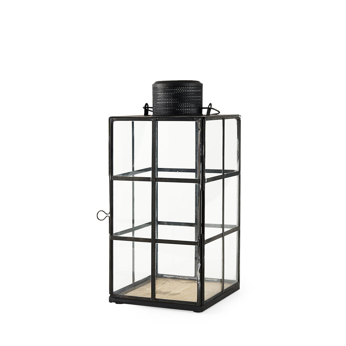 Gamfield Medium Black Metal and Glass Lantern by Mercana at Eve Furniture