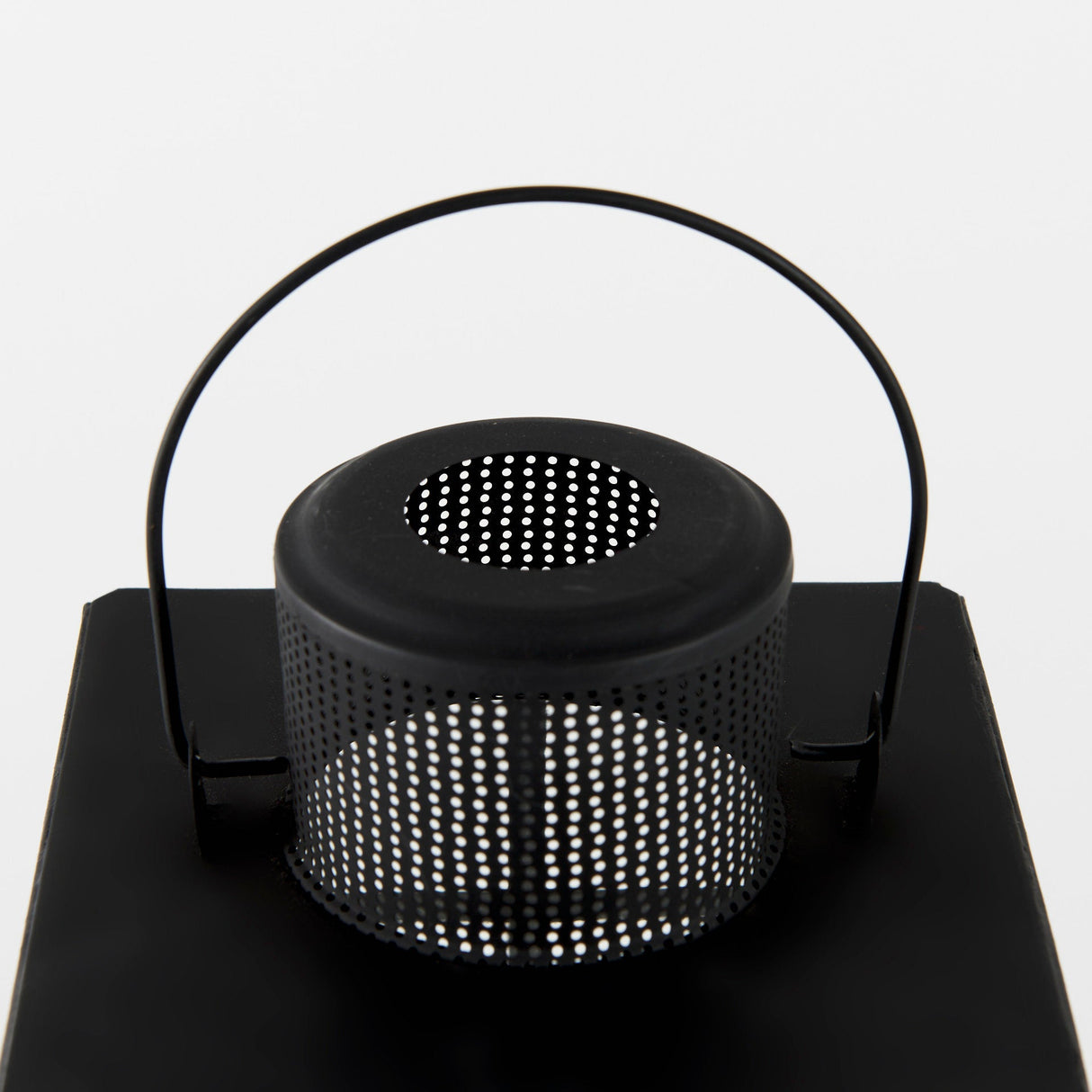 Gamfield Small Black Metal and Glass Lantern by Mercana at Eve Furniture