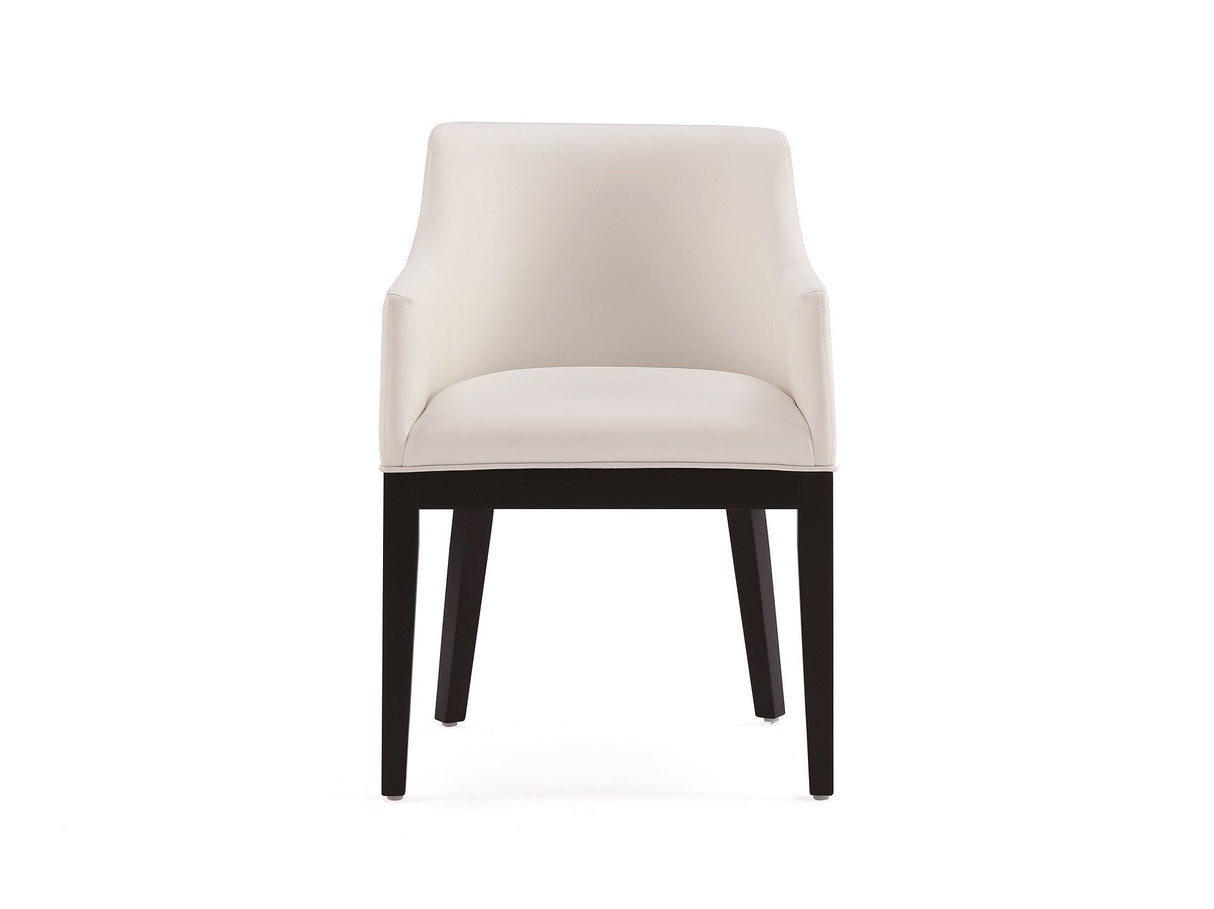 Gansevoort Faux Leather Dining Armchair in Cream by Manhattan Comfort at Eve Furniture