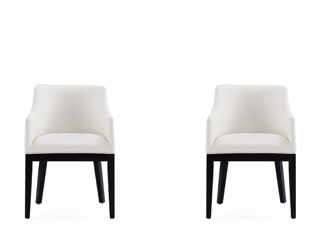 Gansevoort Faux Leather Dining Armchair in Cream (set of 2) by Manhattan Comfort at Eve Furniture