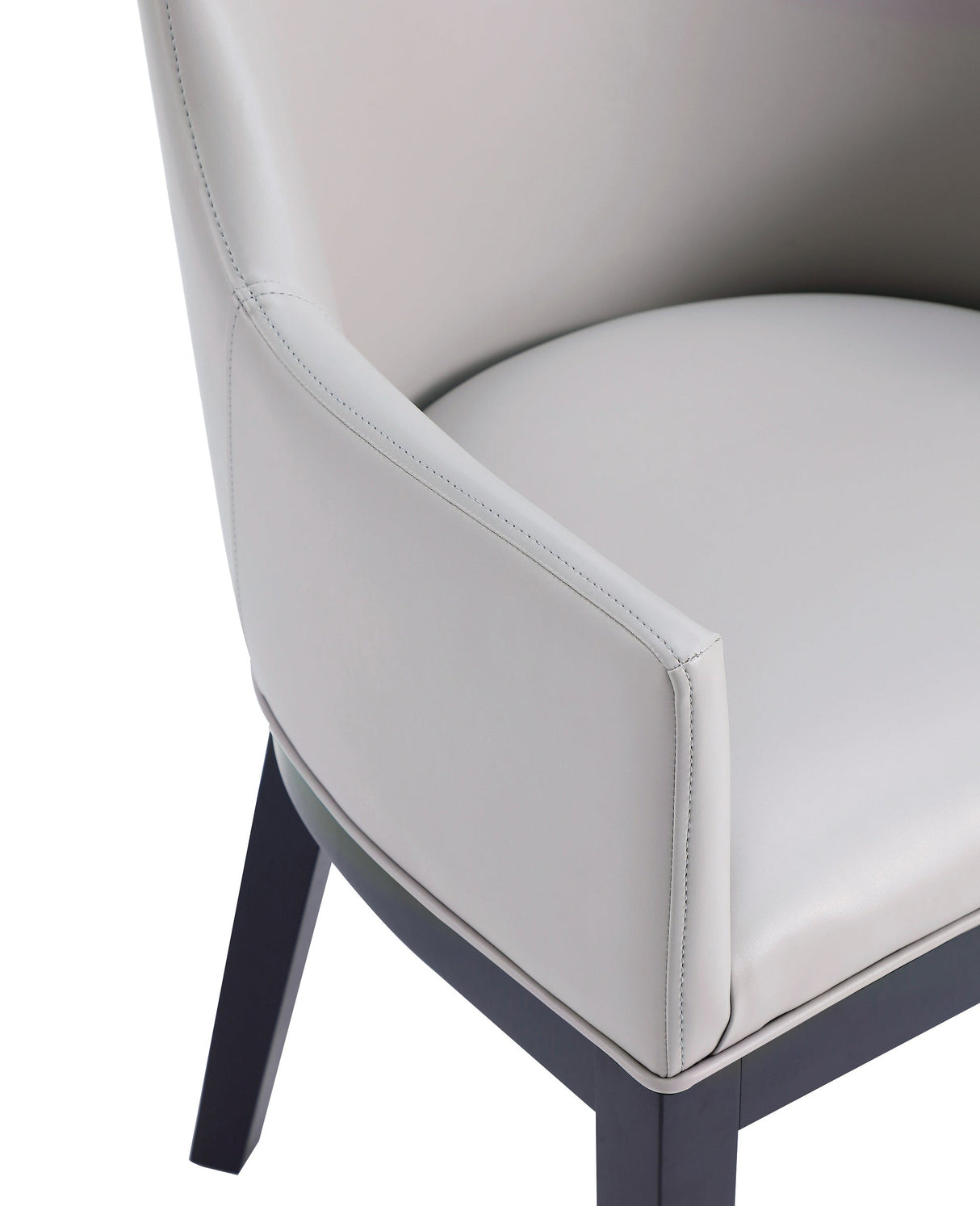 Gansevoort Faux Leather Dining Armchair in Light Grey by Manhattan Comfort at Eve Furniture