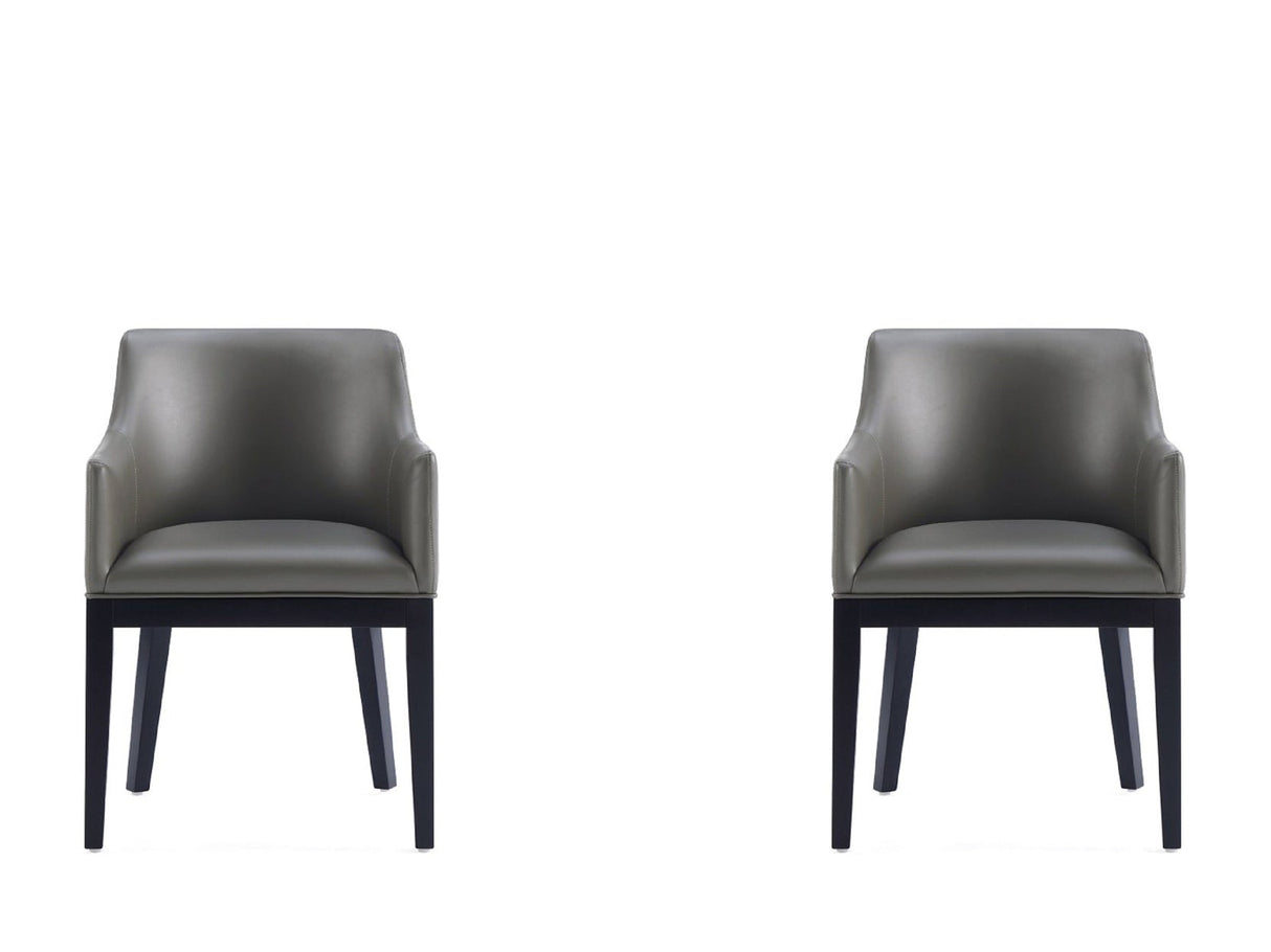 Gansevoort Faux Leather Dining Armchair in Pebble Grey (set of 2) by Manhattan Comfort at Eve Furniture