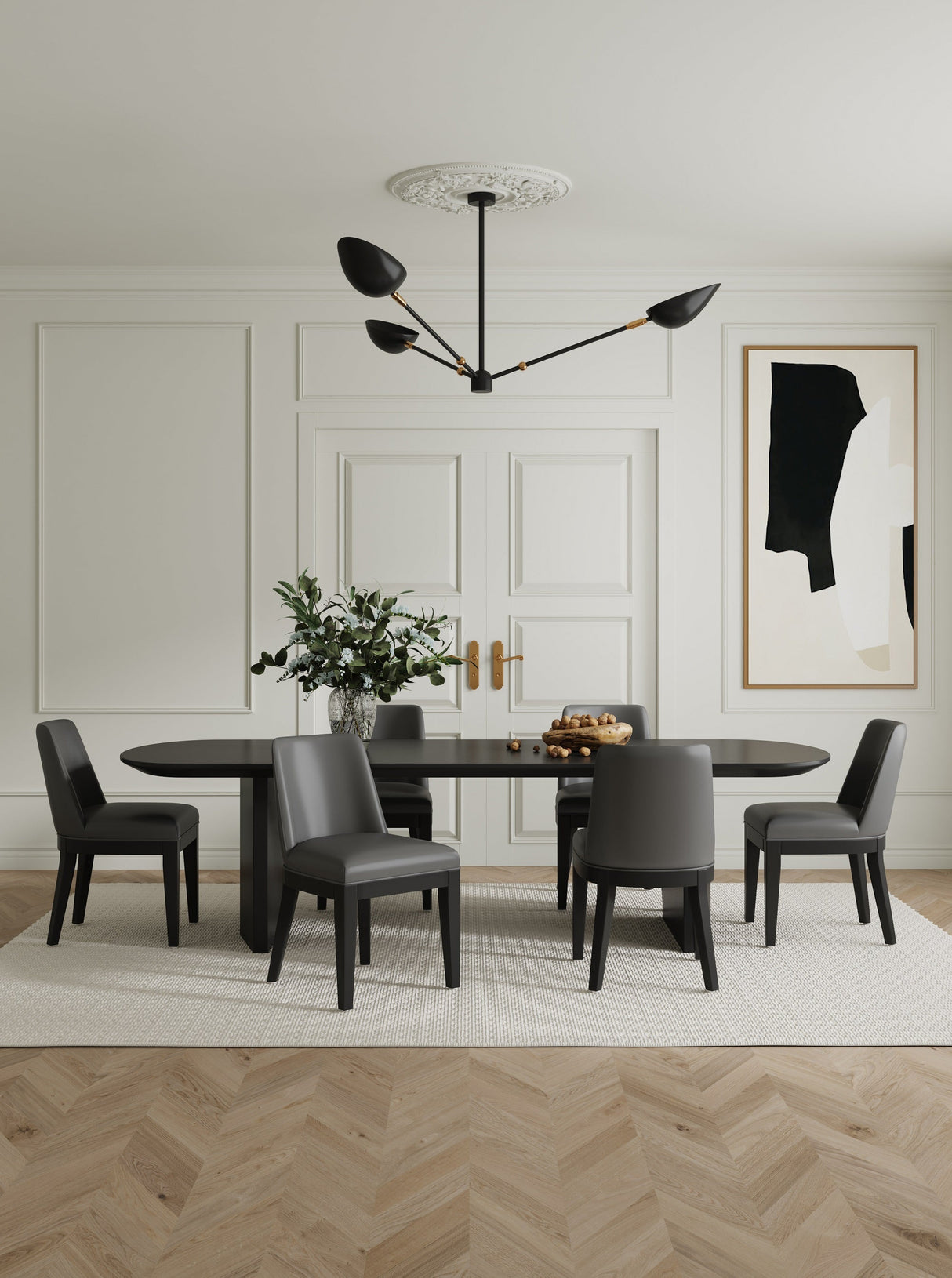 Gansevoort Faux Leather Dining Chair in Pebble Grey (set of 4) by Manhattan Comfort at Eve Furniture
