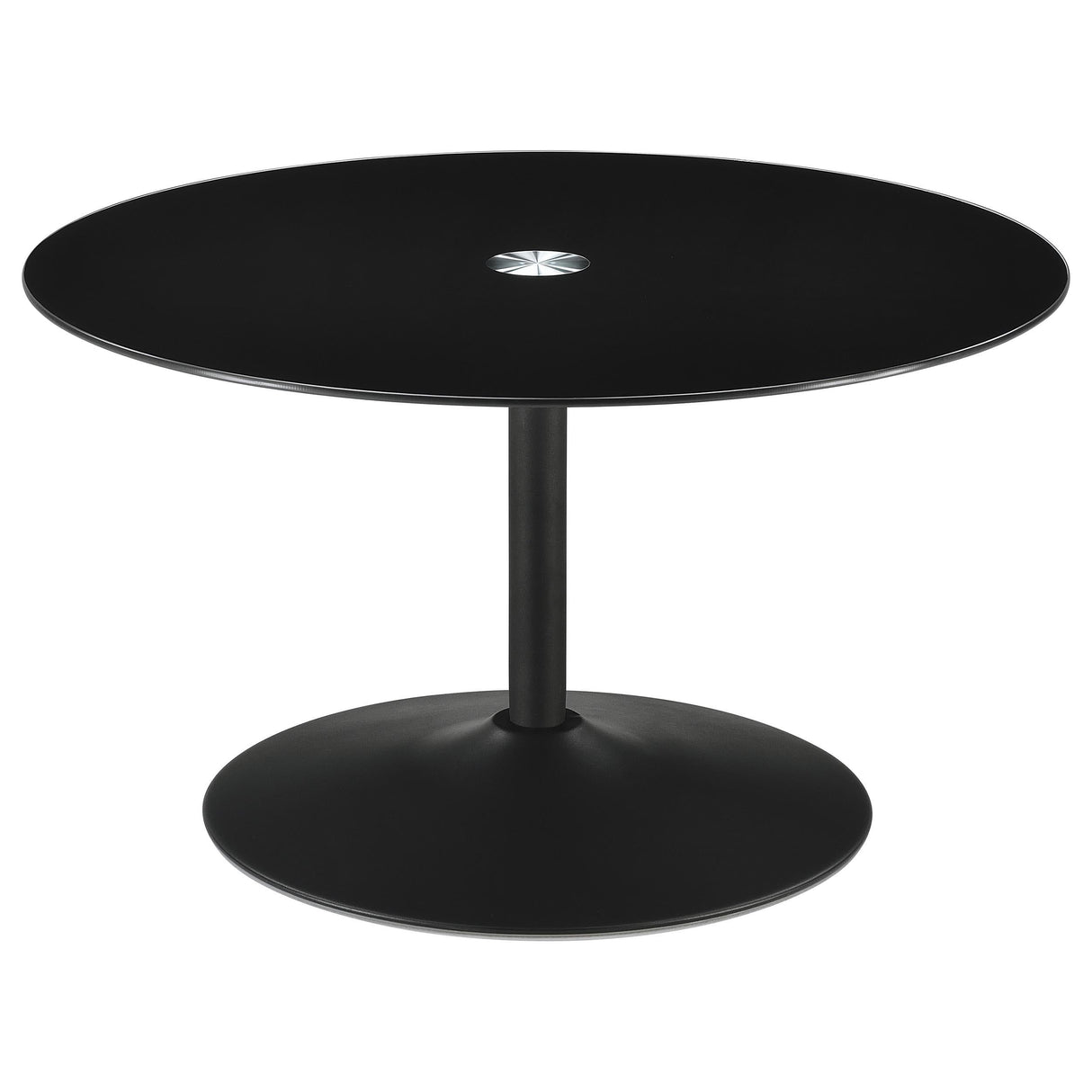 Ganso Black 2-Piece Round Glass Top Coffee and End Table Set by Coaster at Eve Furniture