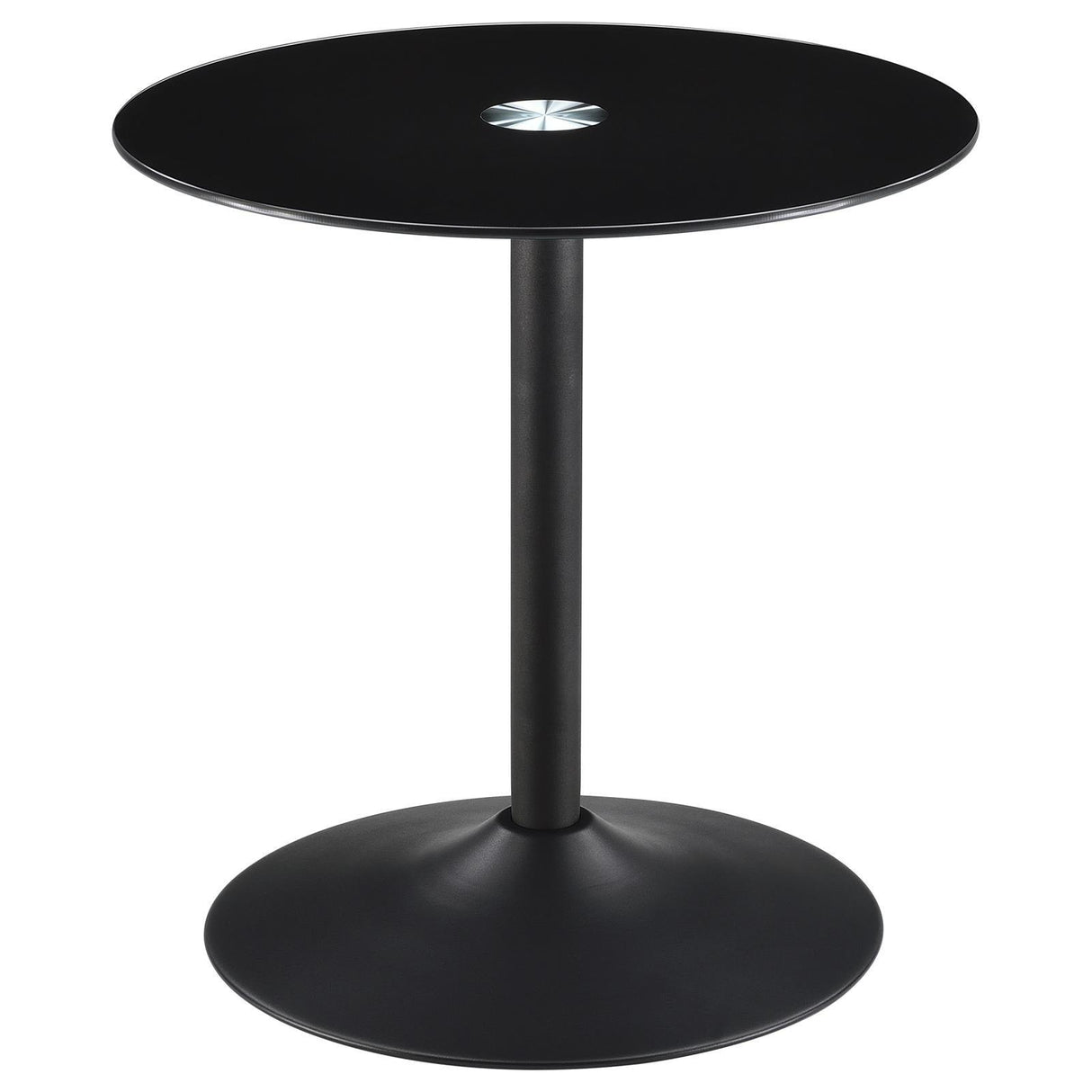 Ganso Black Round Metal End Table with Tempered Glass Top by Coaster at Eve Furniture