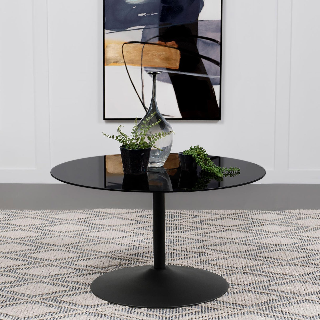 Ganso Round Metal Coffee Table with Tempered Glass Top Black by Coaster at Eve Furniture
