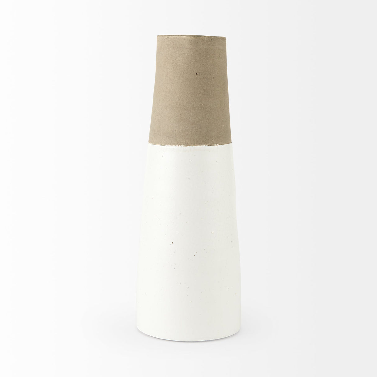 Garand Large Two-Toned White Natural Ceramic Jug by Mercana at Eve Furniture