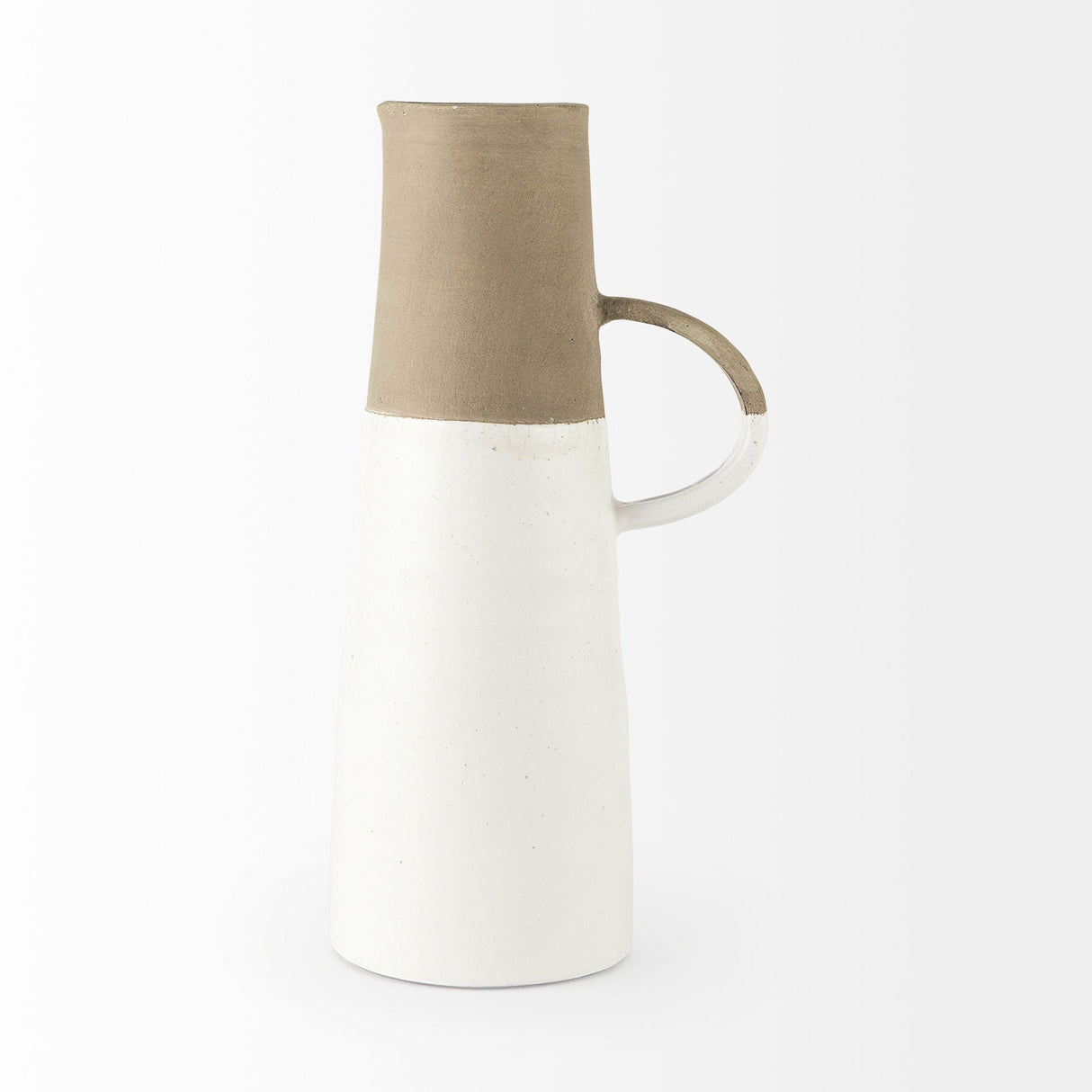 Garand Large Two-Toned White Natural Ceramic Jug by Mercana at Eve Furniture