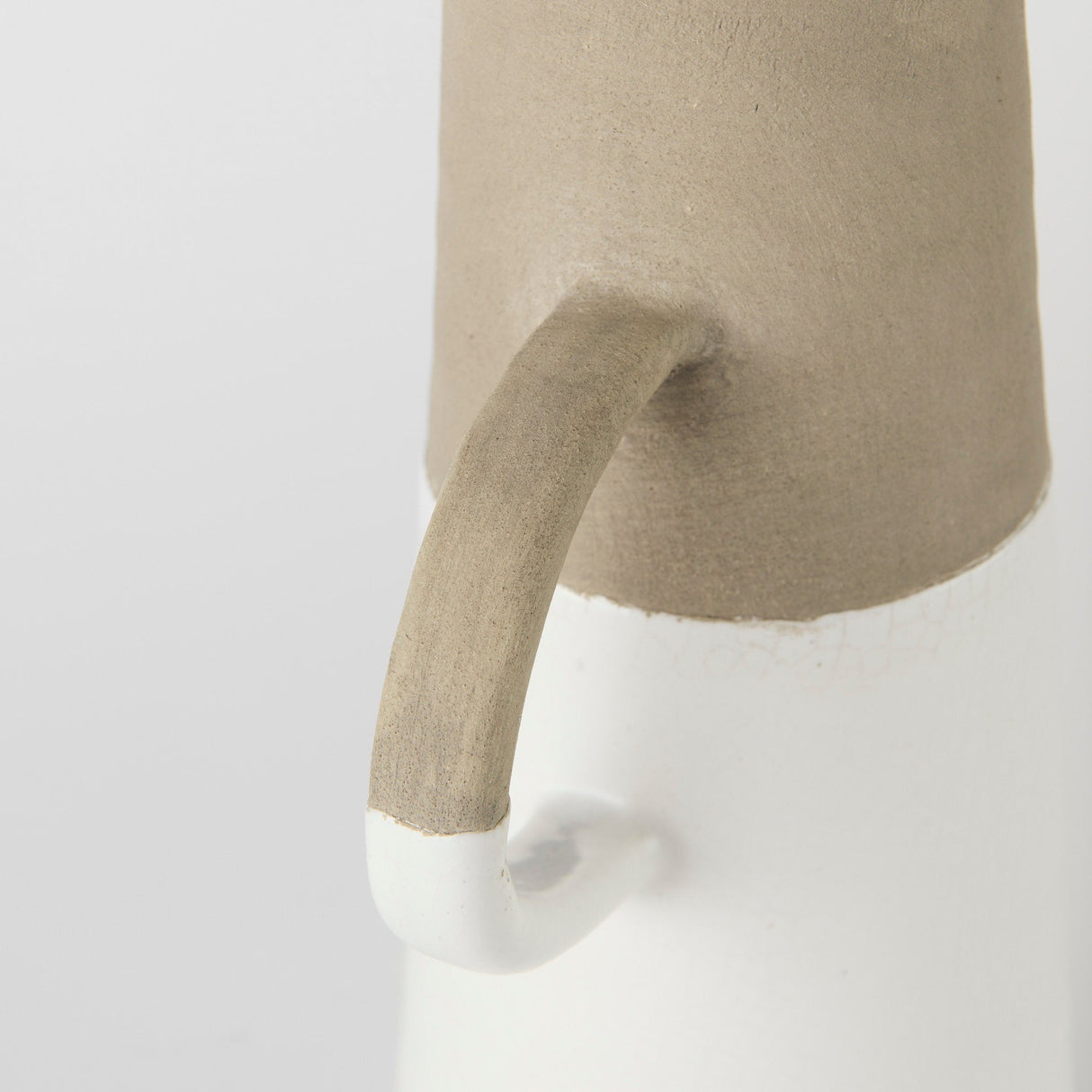 Garand Large Two-Toned White Natural Ceramic Jug by Mercana at Eve Furniture