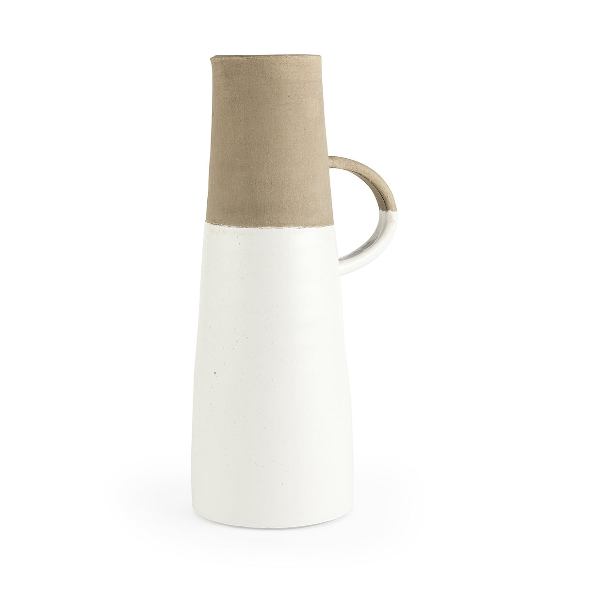 Garand Large Two-Toned White Natural Ceramic Jug by Mercana at Eve Furniture