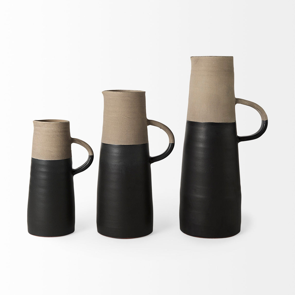 Garand Small Two-Toned Black/Natural Ceramic Jug by Mercana at Eve Furniture