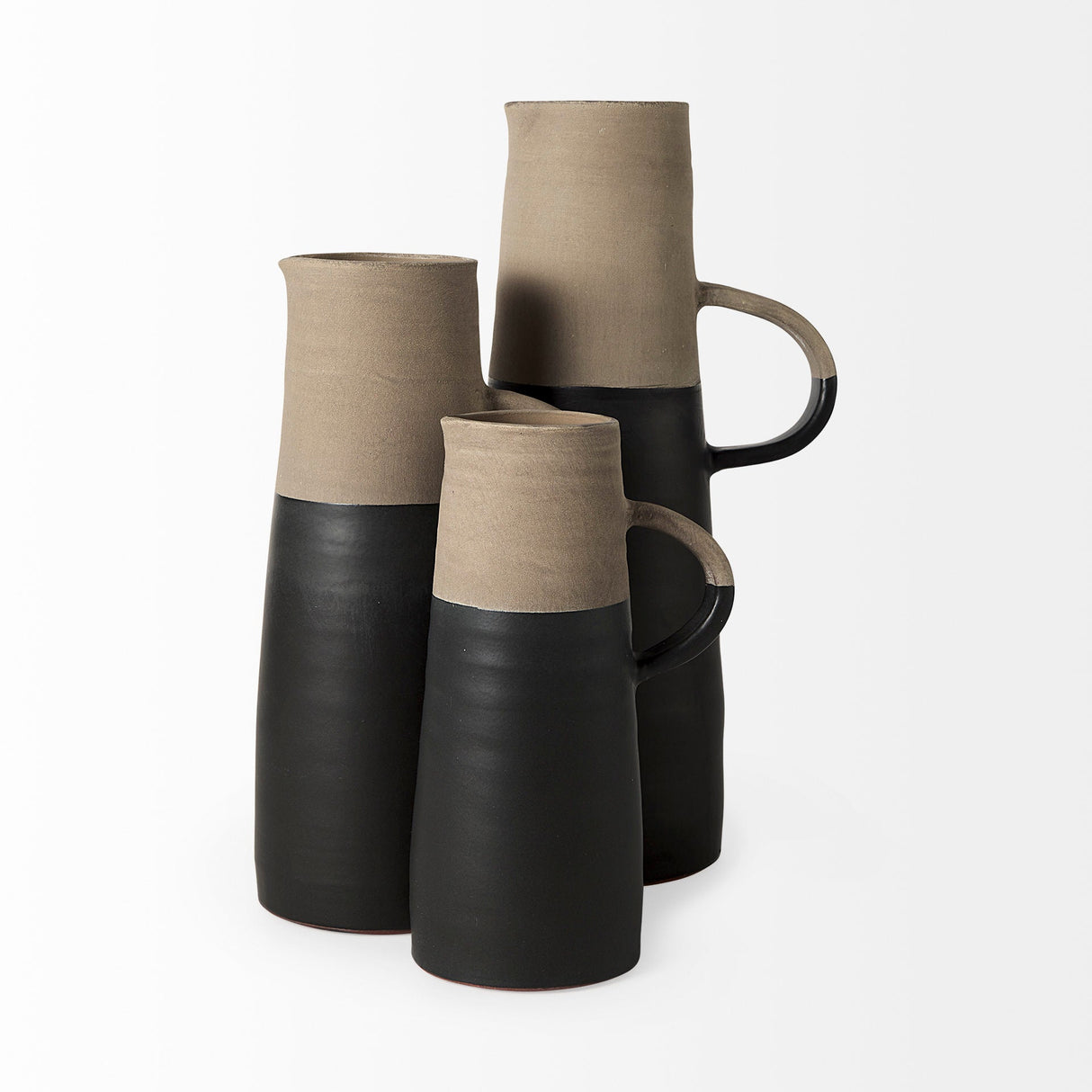 Garand Small Two-Toned Black/Natural Ceramic Jug by Mercana at Eve Furniture