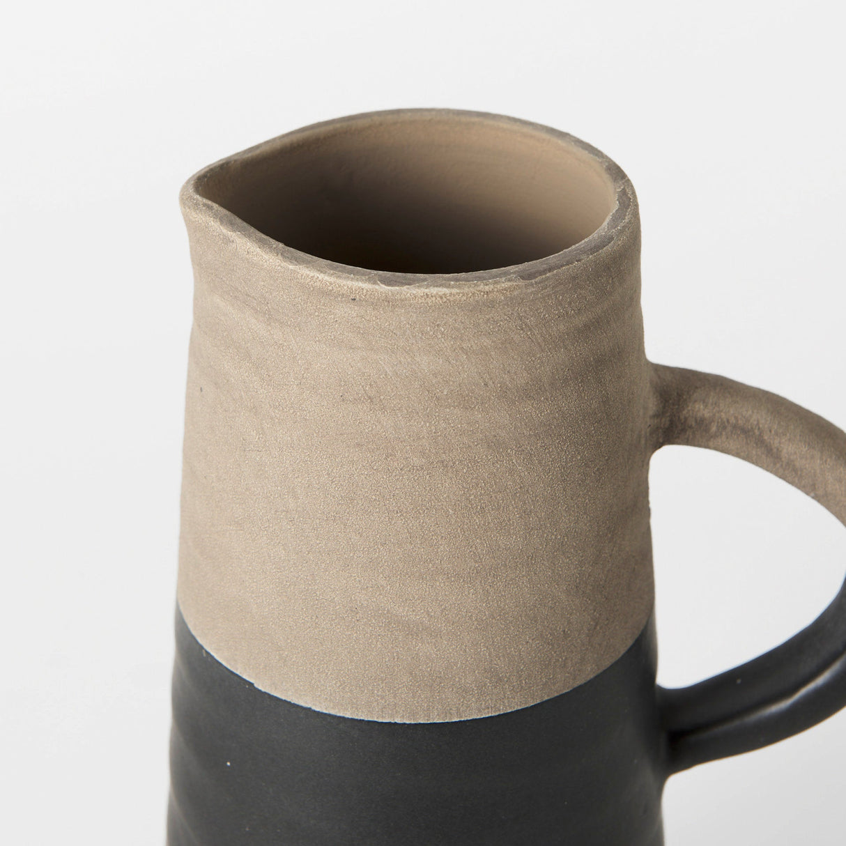 Garand Small Two-Toned Black/Natural Ceramic Jug by Mercana at Eve Furniture