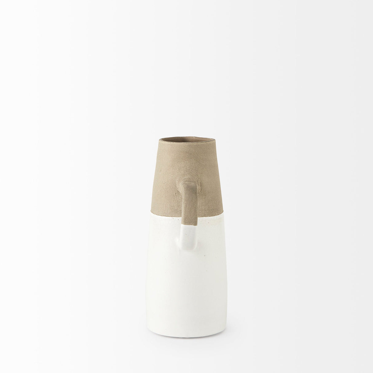 Garand Small Two-Toned White Natural Ceramic Jug by Mercana at Eve Furniture