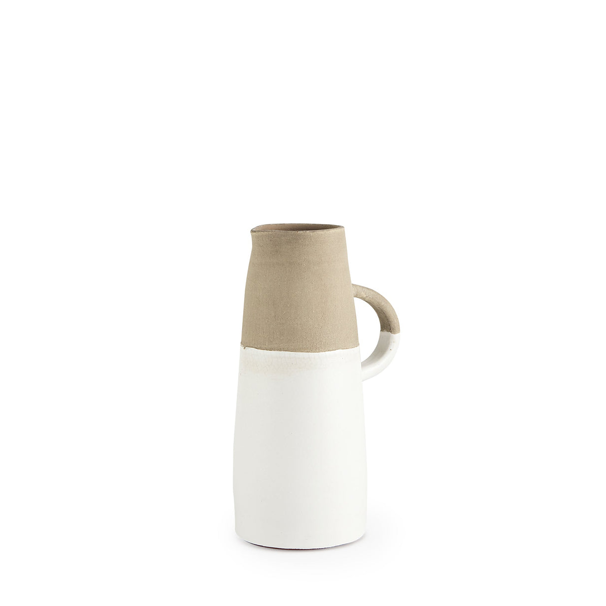 Garand Small Two-Toned White Natural Ceramic Jug by Mercana at Eve Furniture