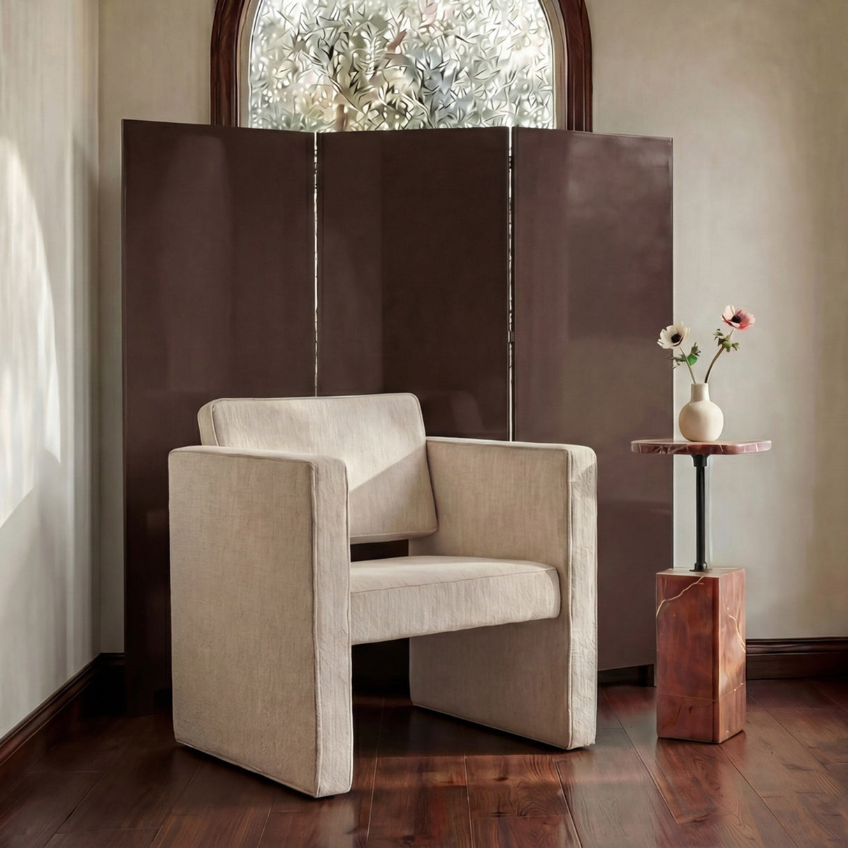 Garbo Dark Brown Lacquer Screen by MOES at Eve Furniture