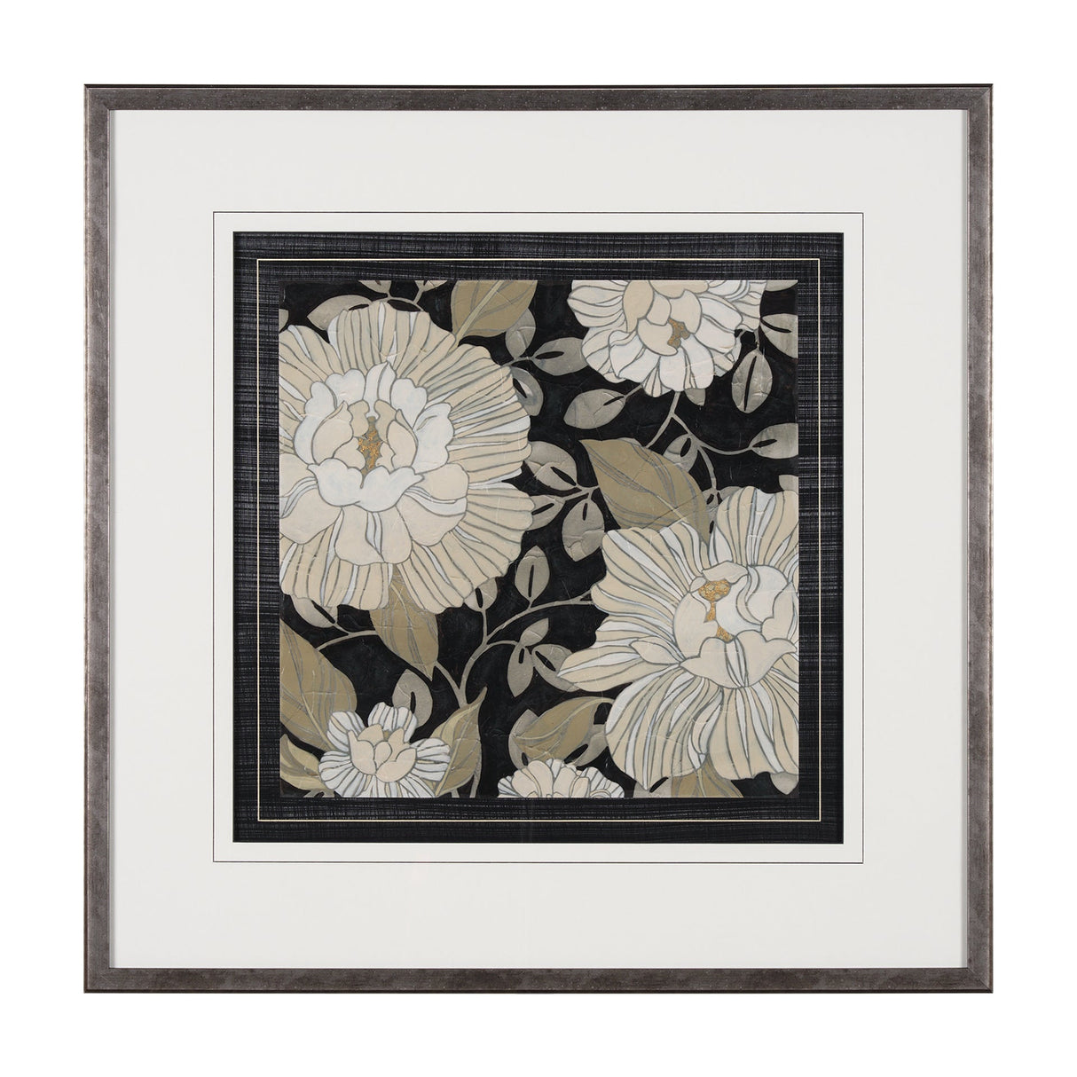Garden Noir II by June Erica Vess a Hand Embellished Textured Framed Art Print Matted under Glass by Mercana at Eve Furniture