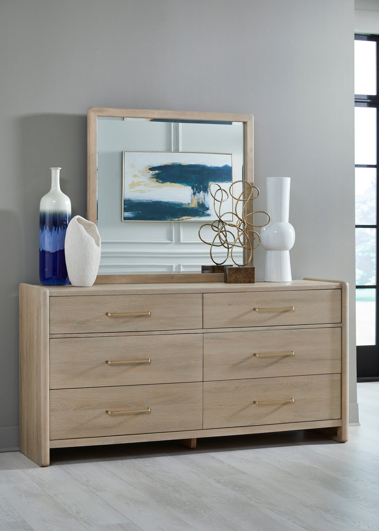 Gardenia Six Drawer Oak Wood Dresser in Chai by Modus Furniture at Eve Furniture