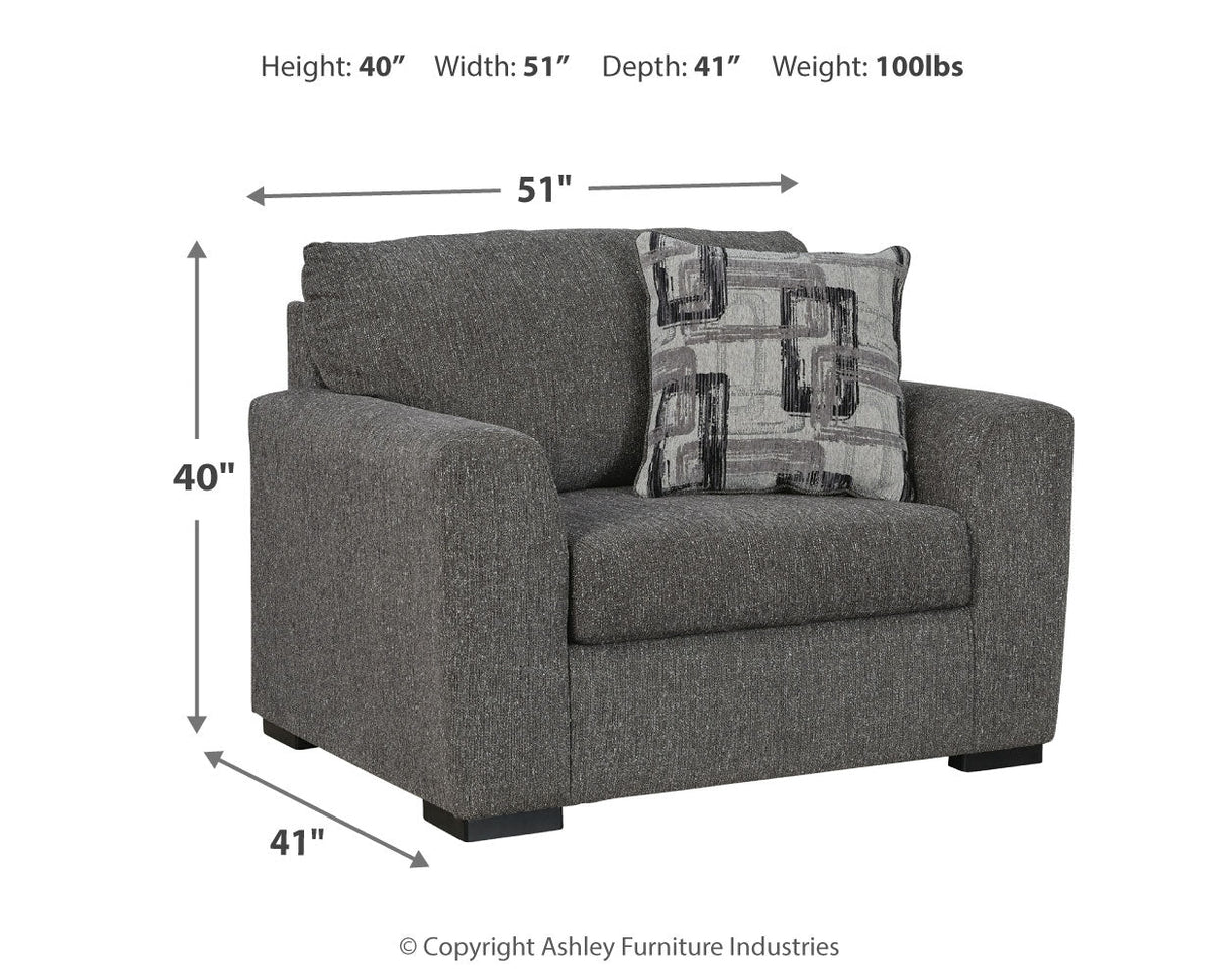 Gardiner Pewter Chair and Ottoman by Ashley at Eve Furniture