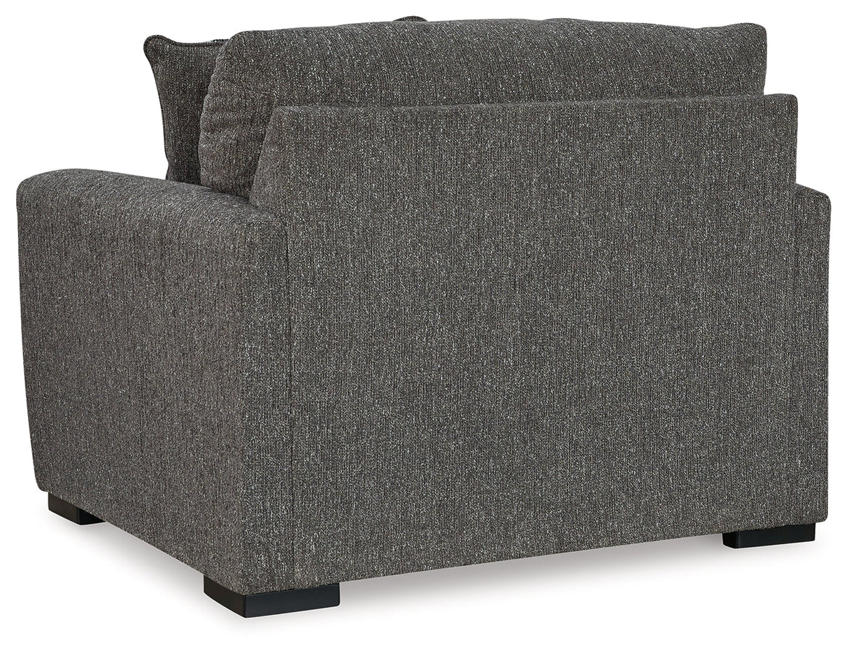 Gardiner Pewter Chair and Ottoman by Ashley at Eve Furniture