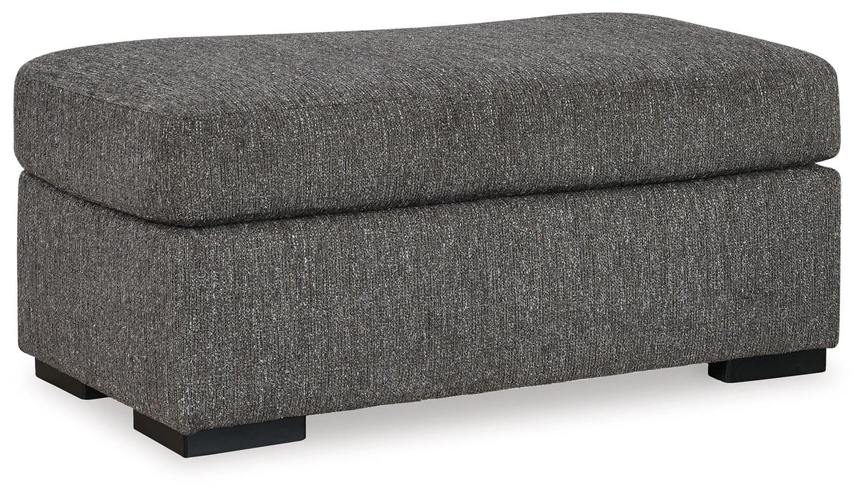 Gardiner Pewter Ottoman by Ashley at Eve Furniture