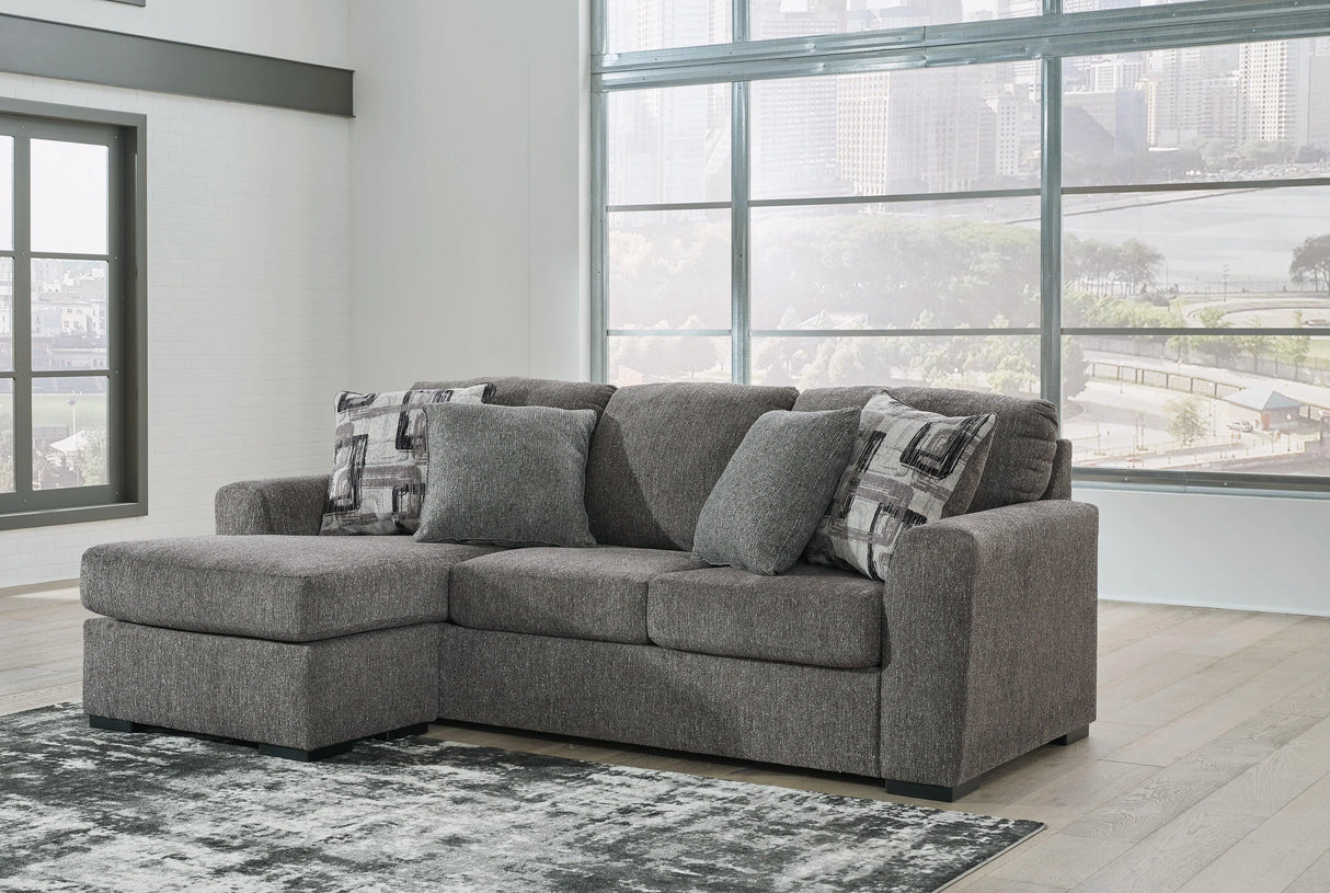 Gardiner Pewter Reversible Sofa Chaise by Ashley at Eve Furniture