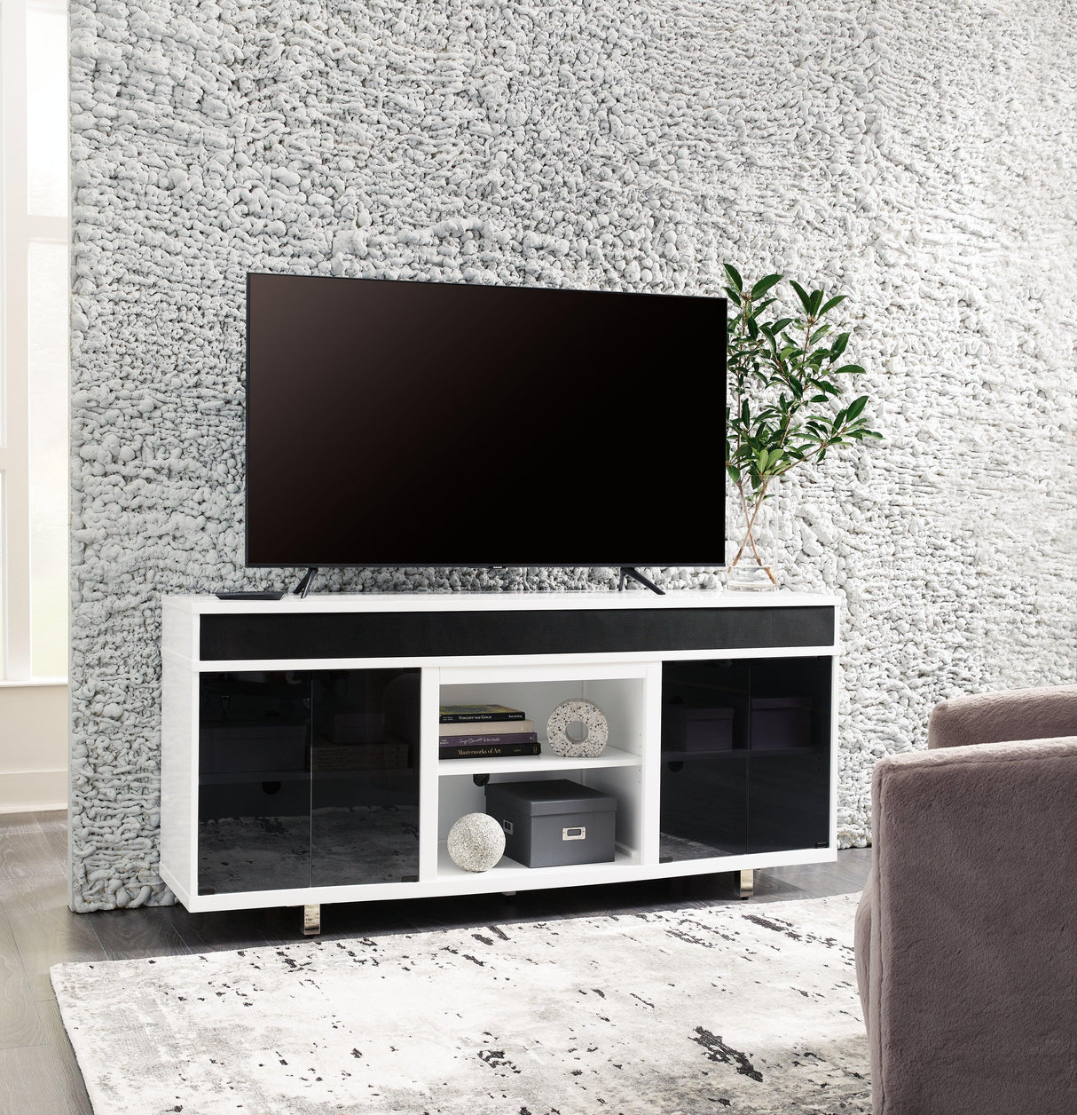 Gardoni White/Black 72" TV Stand by Ashley at Eve Furniture