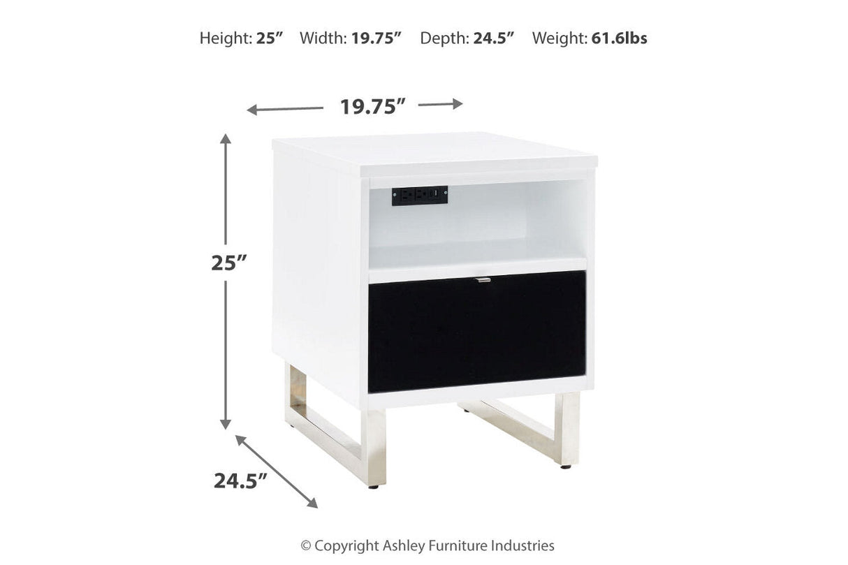 Gardoni White/Black Coffee Table and 2 Chairside End Tables by Ashley at Eve Furniture