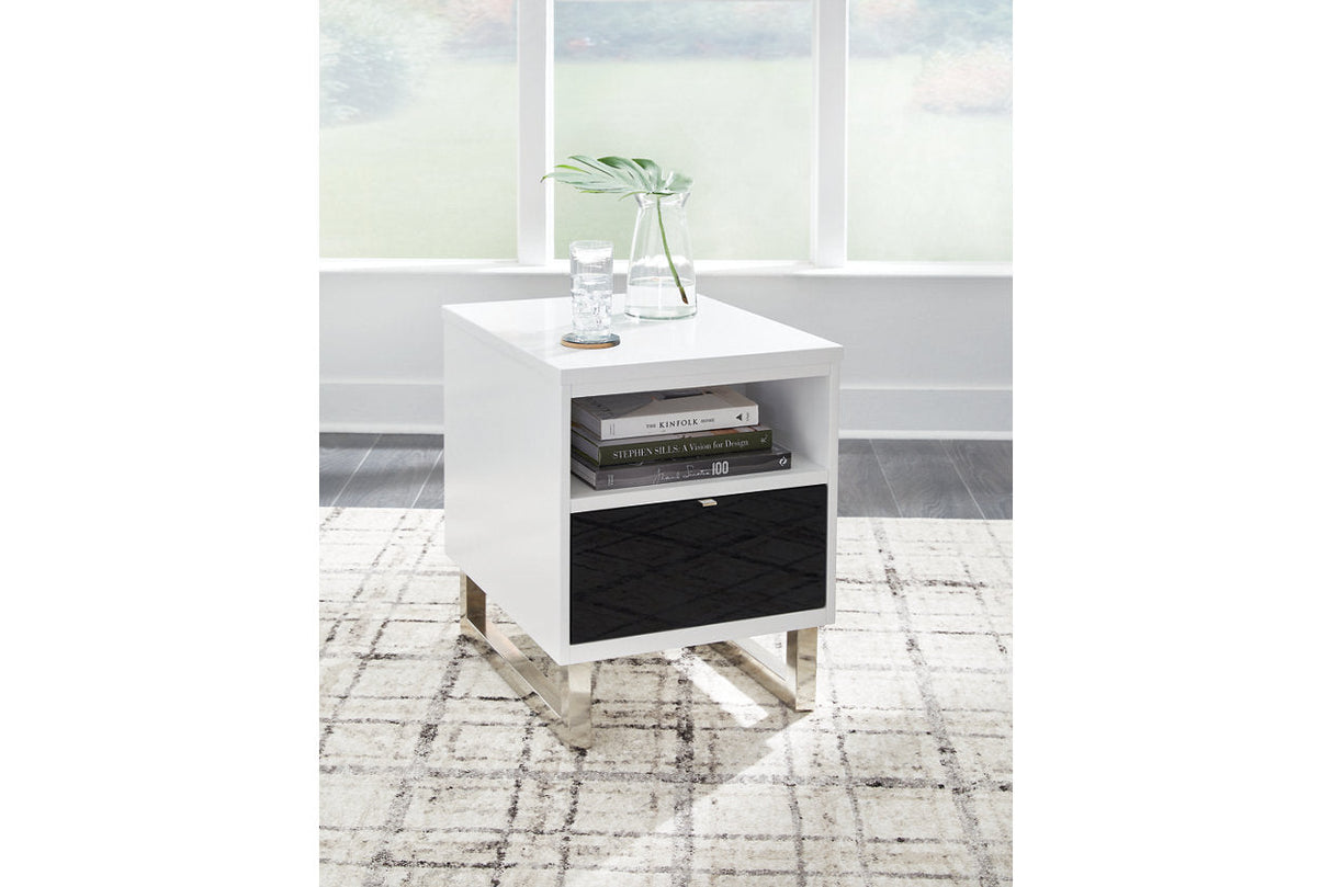 Gardoni White/Black Coffee Table and 2 Chairside End Tables by Ashley at Eve Furniture