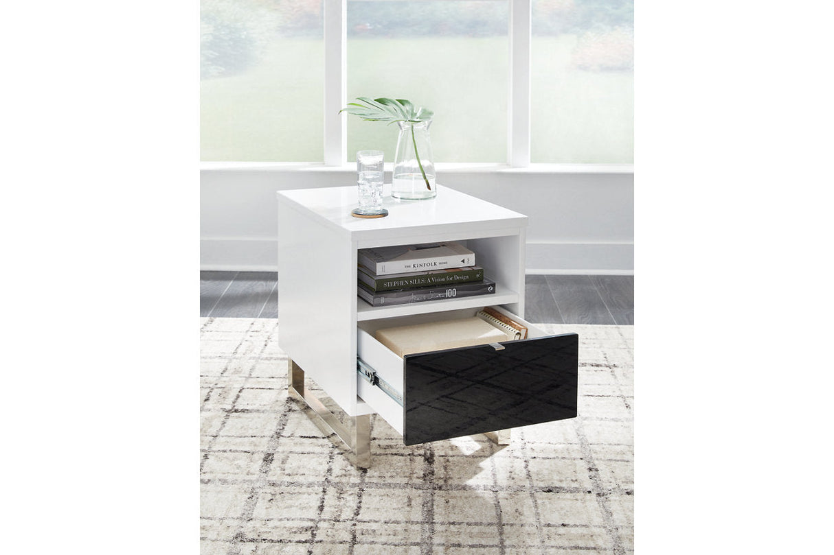 Gardoni White/Black Coffee Table and 2 Chairside End Tables by Ashley at Eve Furniture