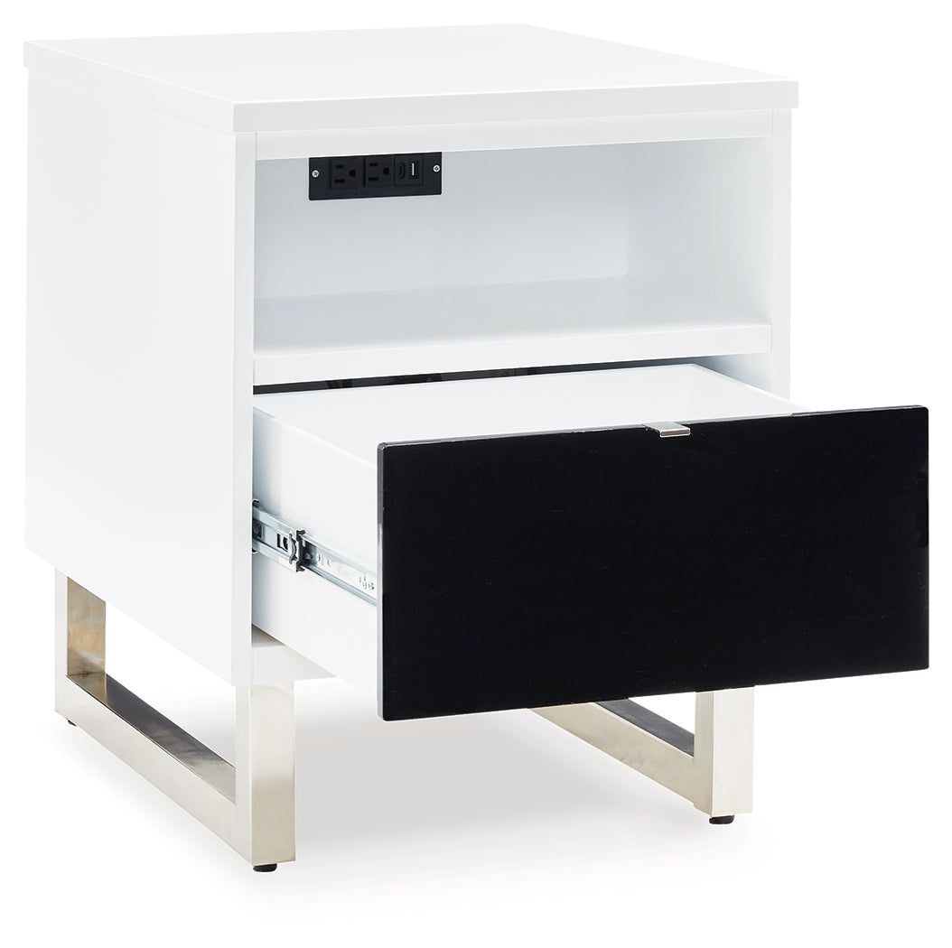 Gardoni White/Black Coffee Table and 2 Chairside End Tables by Ashley at Eve Furniture